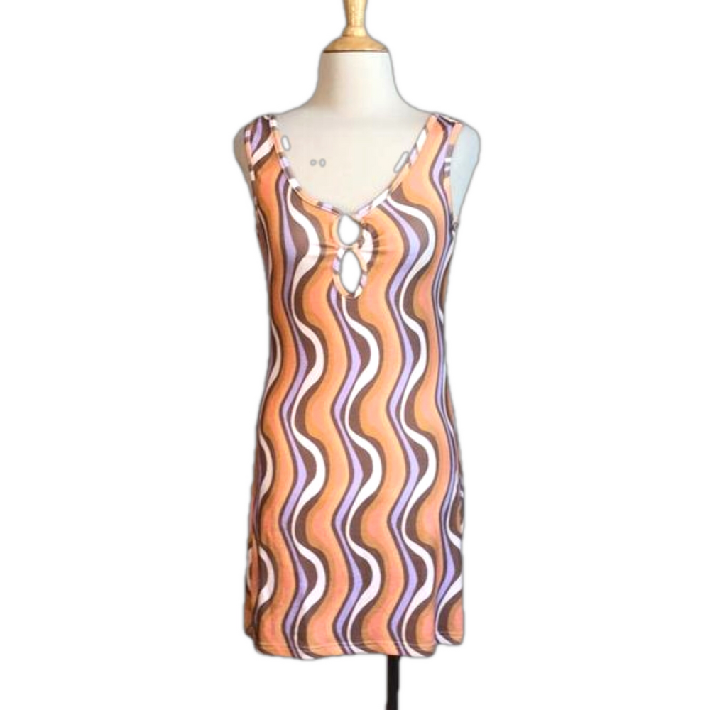 PRINCESS POLLY Georgie Tank Mini Dress Womens‎ Size 6 Art Inspired Swirl Cutout